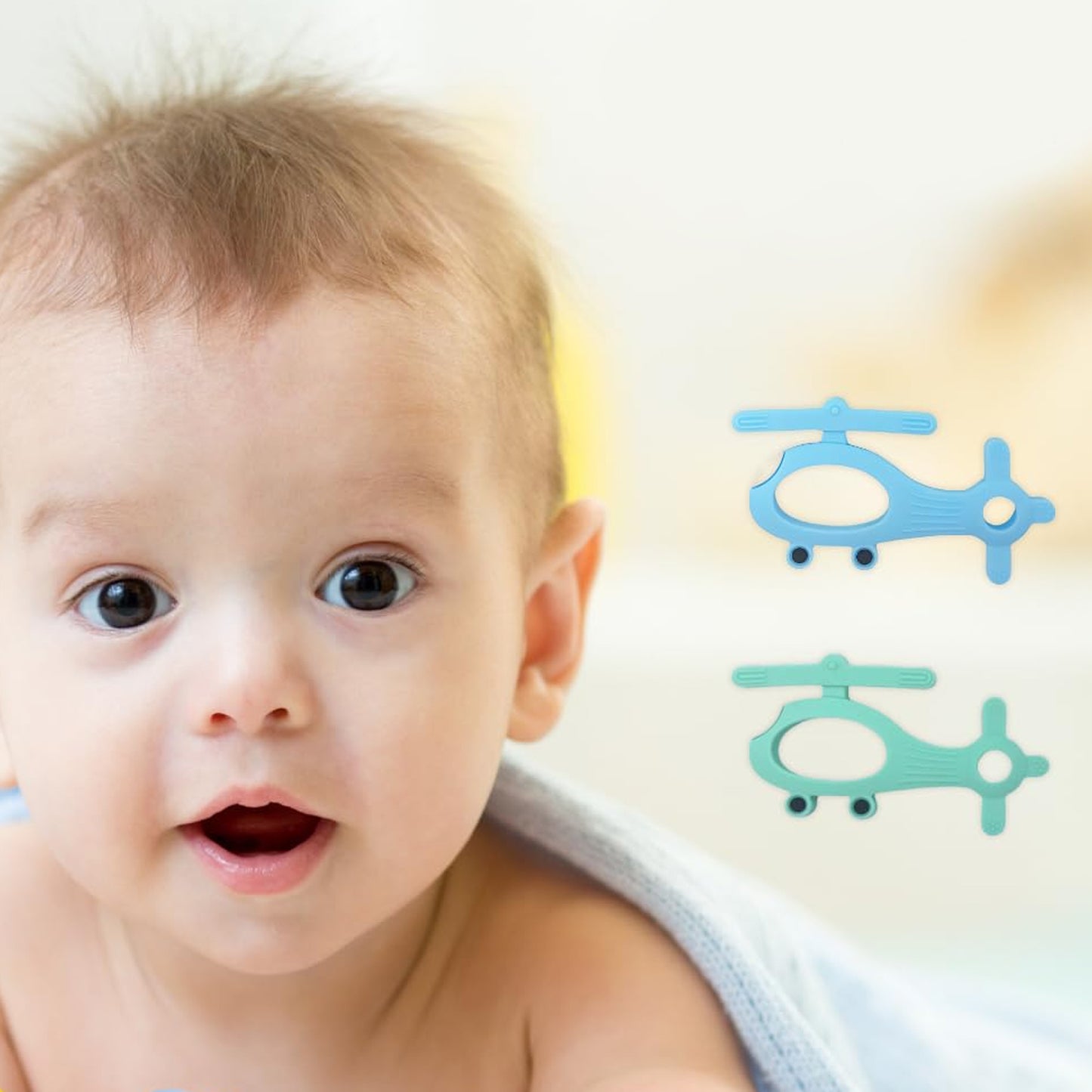 Silicone Helicopter Shape Teether For Baby (1 Pc Mix Color)