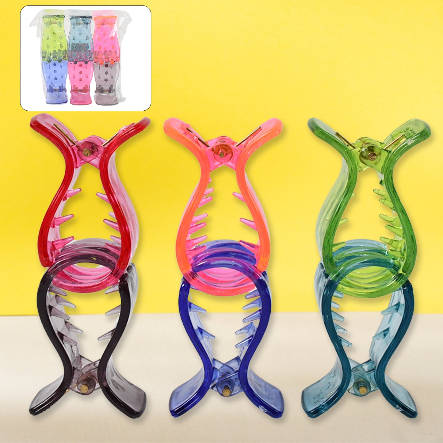Big Hair Clips For Girls Kids Hair Accessories (6 Pcs Set Transparent)