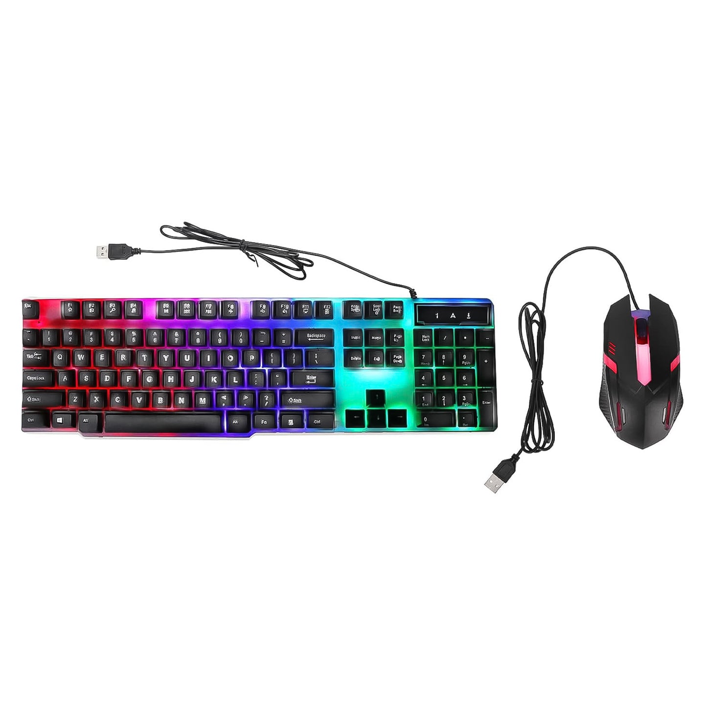 104 Key Colorful Lighting Keyboard and Mouse Set – USB Wired Backlit Gaming Combo (2 Pc Set)