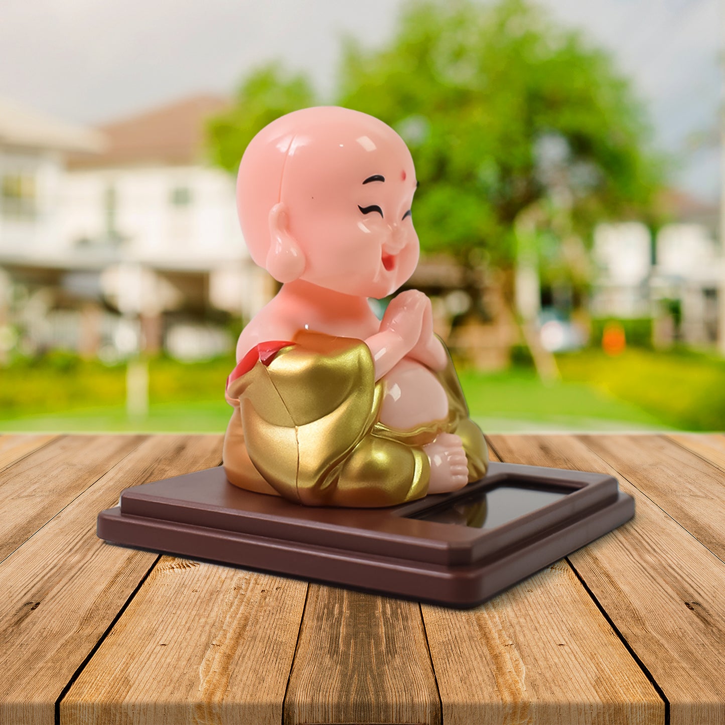 Solar Power Moving Head Buddha Statue Car Ornament (1 Pc Mix Color)